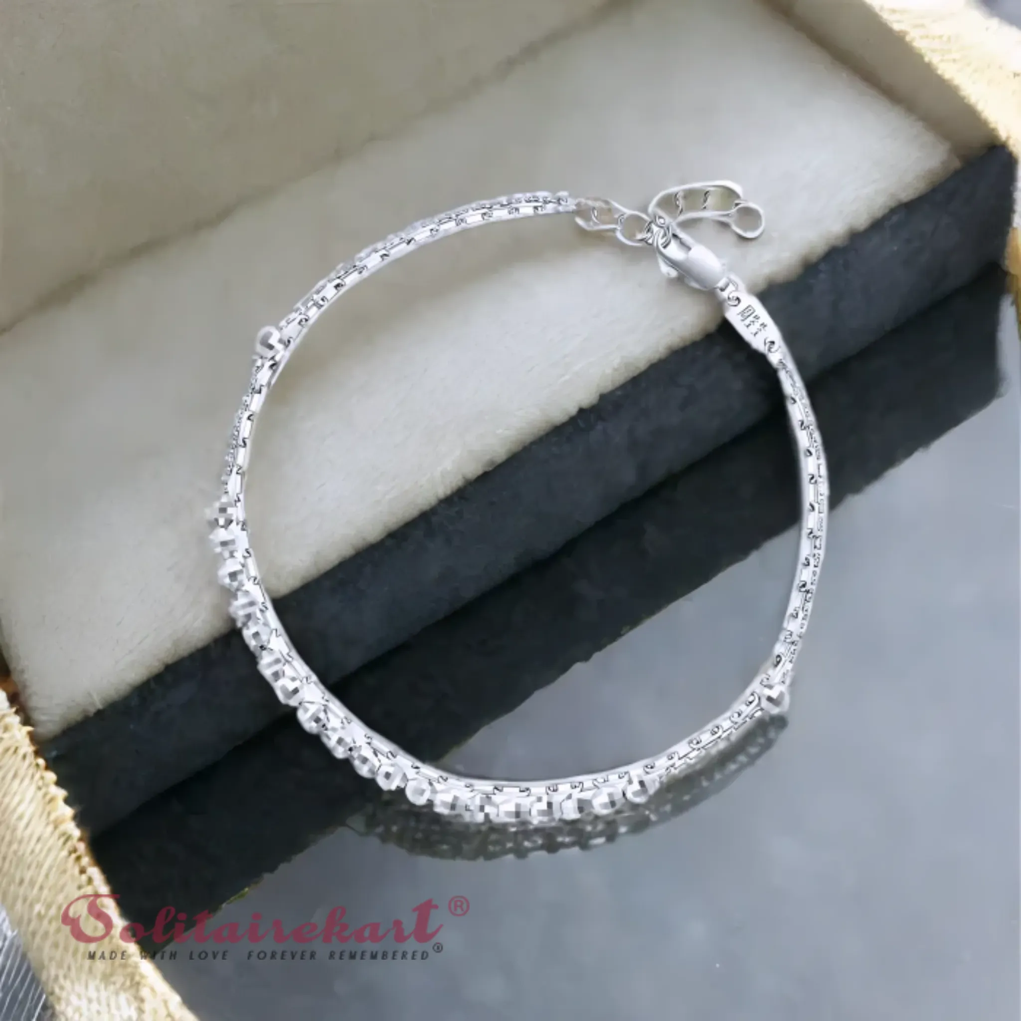Solitairekart Platinum Beaded Charm Bracelets 4.417gm Weight For Woman.